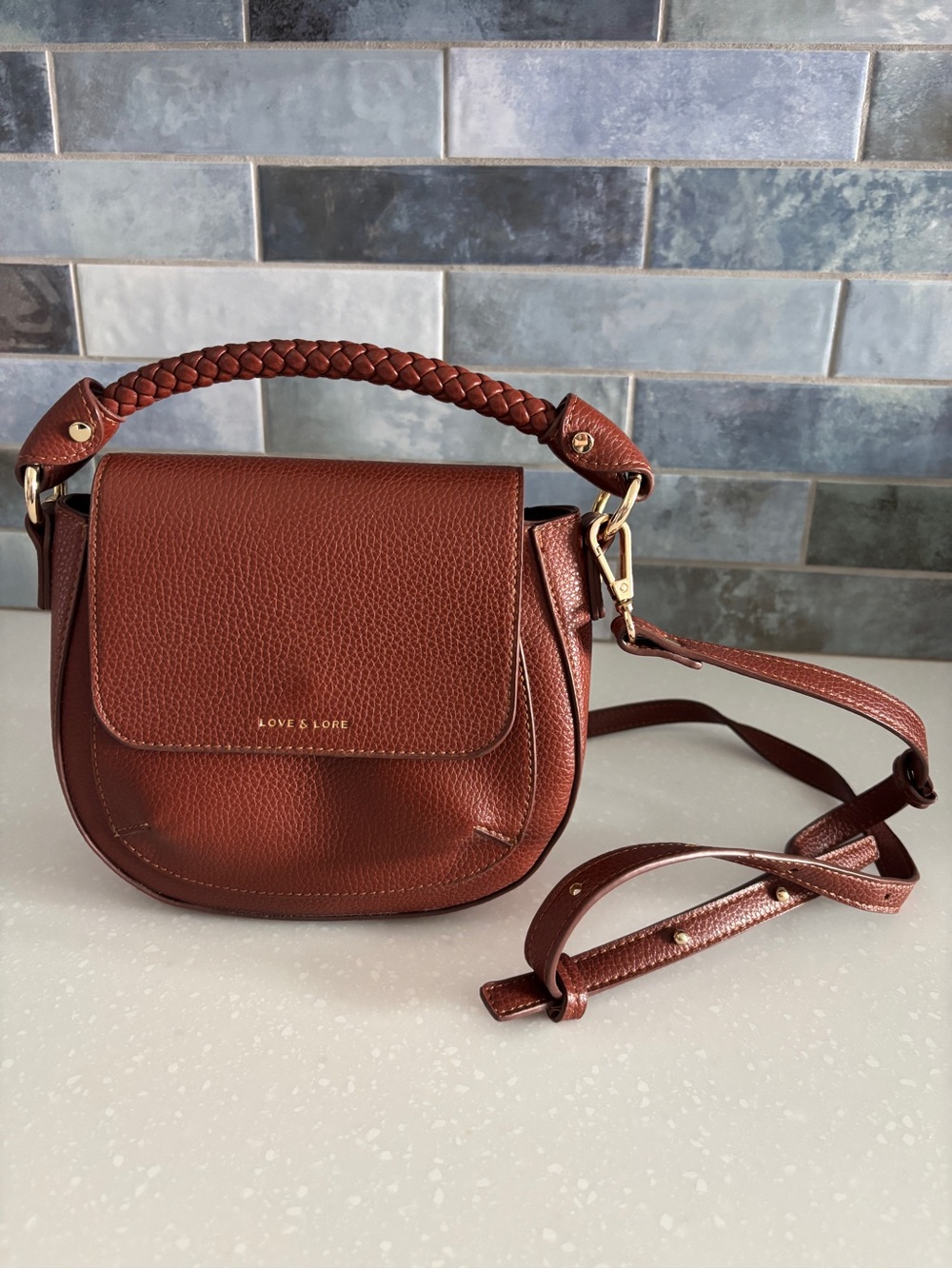Love & Lore Saddle Bag Crossbody Purse Braided Handle